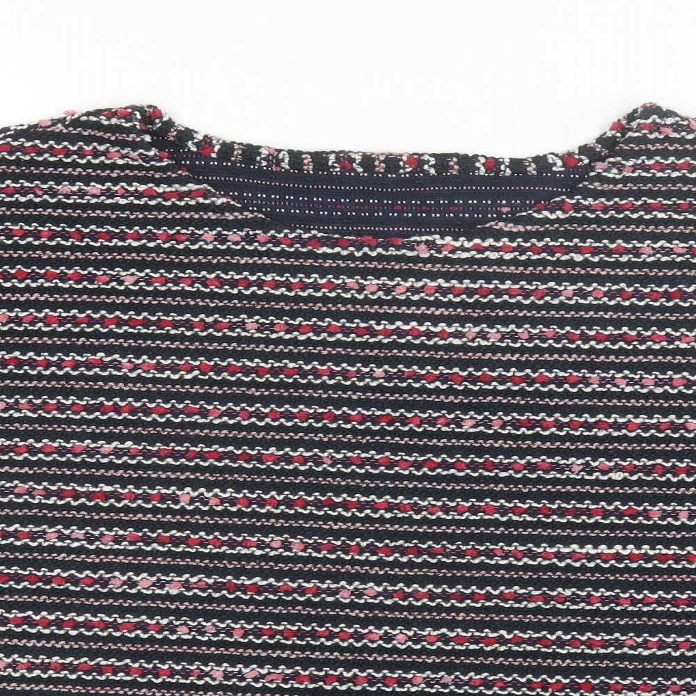 Nutmeg Womens Pink Round Neck Striped Polyester Pullover Jumper Size 16