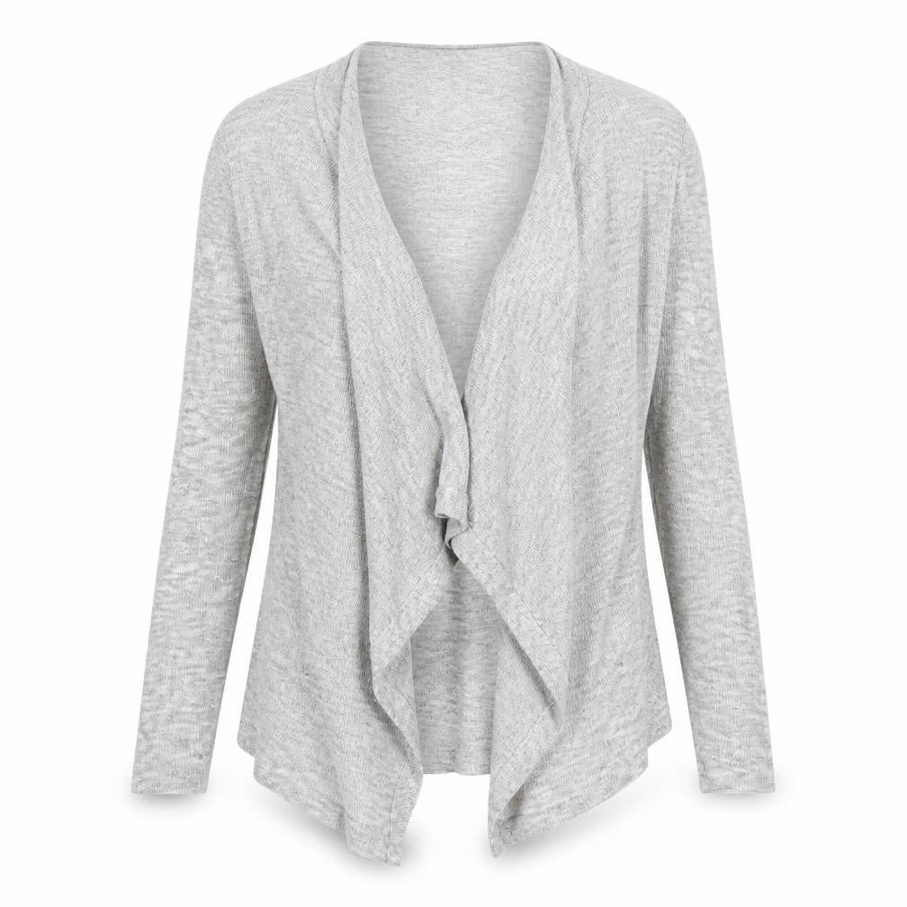 Front view of Atmosphere women’s grey v-neck viscose cardigan jumper, size M
