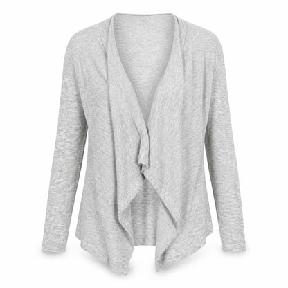 Front view of Atmosphere women’s grey v-neck viscose cardigan jumper, size M