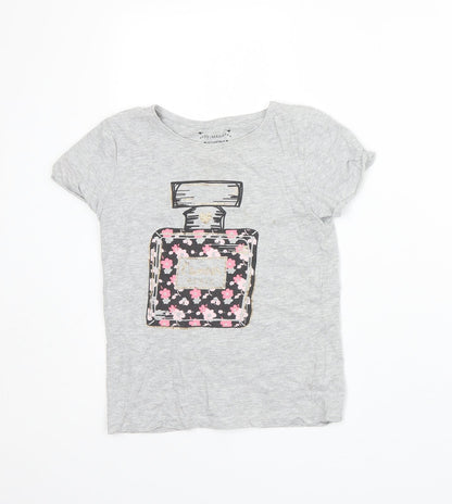 Primark Girls Grey  Cotton Basic T-Shirt Size 10-11 Years Round Neck
