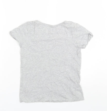 Primark Girls Grey  Cotton Basic T-Shirt Size 10-11 Years Round Neck