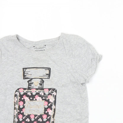 Primark Girls Grey  Cotton Basic T-Shirt Size 10-11 Years Round Neck