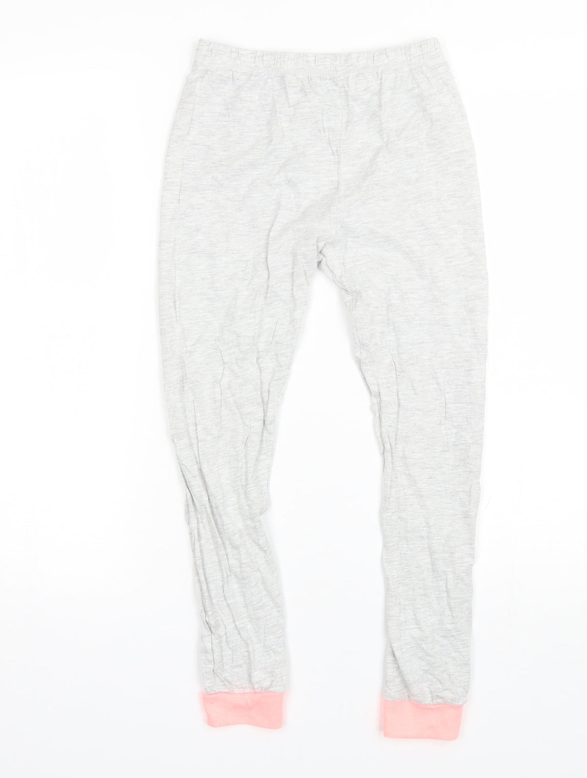 Additional front view of George girls’ grey solid cotton pyjama pants, size 9-10, years
