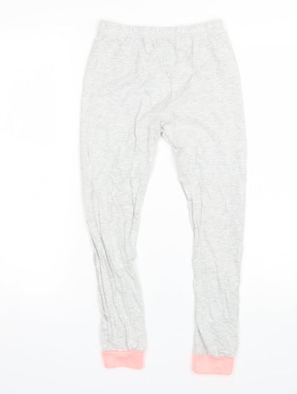 Additional front view of George girls’ grey solid cotton pyjama pants, size 9-10, years