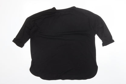 George Womens Black Round Neck  Polyester Pullover Jumper Size M