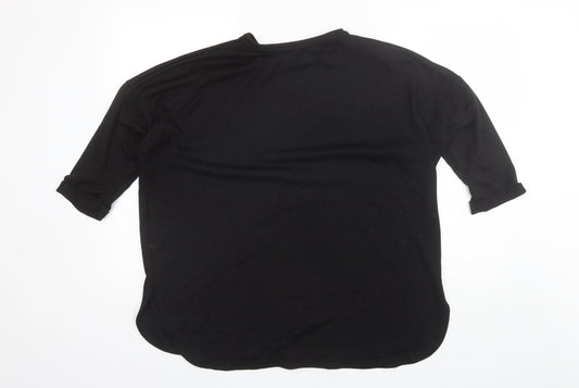 George Womens Black Round Neck  Polyester Pullover Jumper Size M