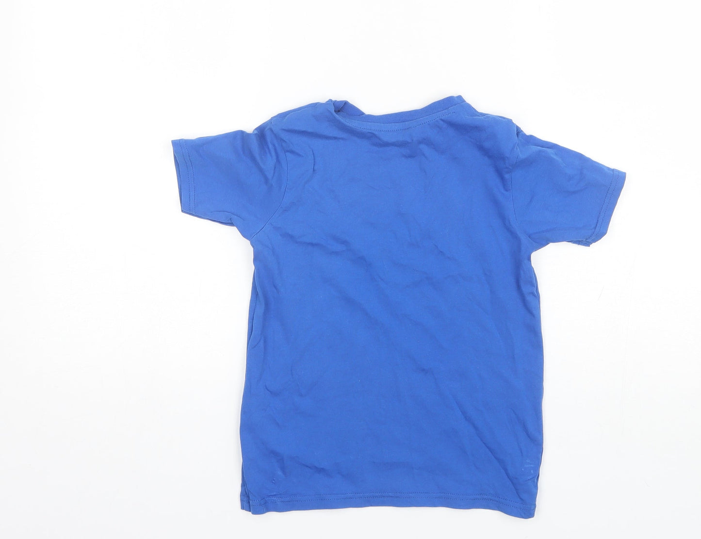 George Girls Blue  Cotton Basic T-Shirt Size 6-7 Years Round Neck