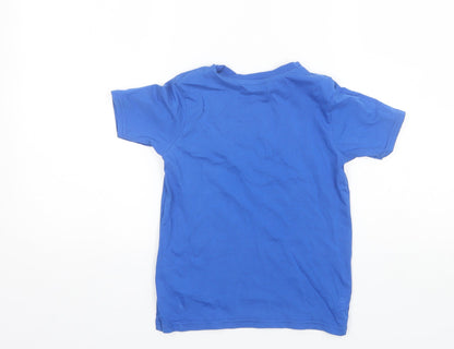 George Girls Blue  Cotton Basic T-Shirt Size 6-7 Years Round Neck