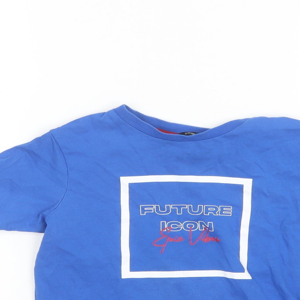 George Girls Blue  Cotton Basic T-Shirt Size 6-7 Years Round Neck