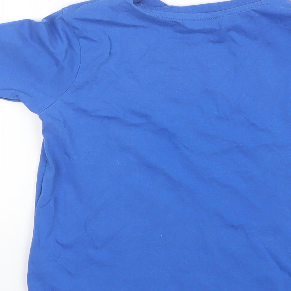 George Girls Blue  Cotton Basic T-Shirt Size 6-7 Years Round Neck