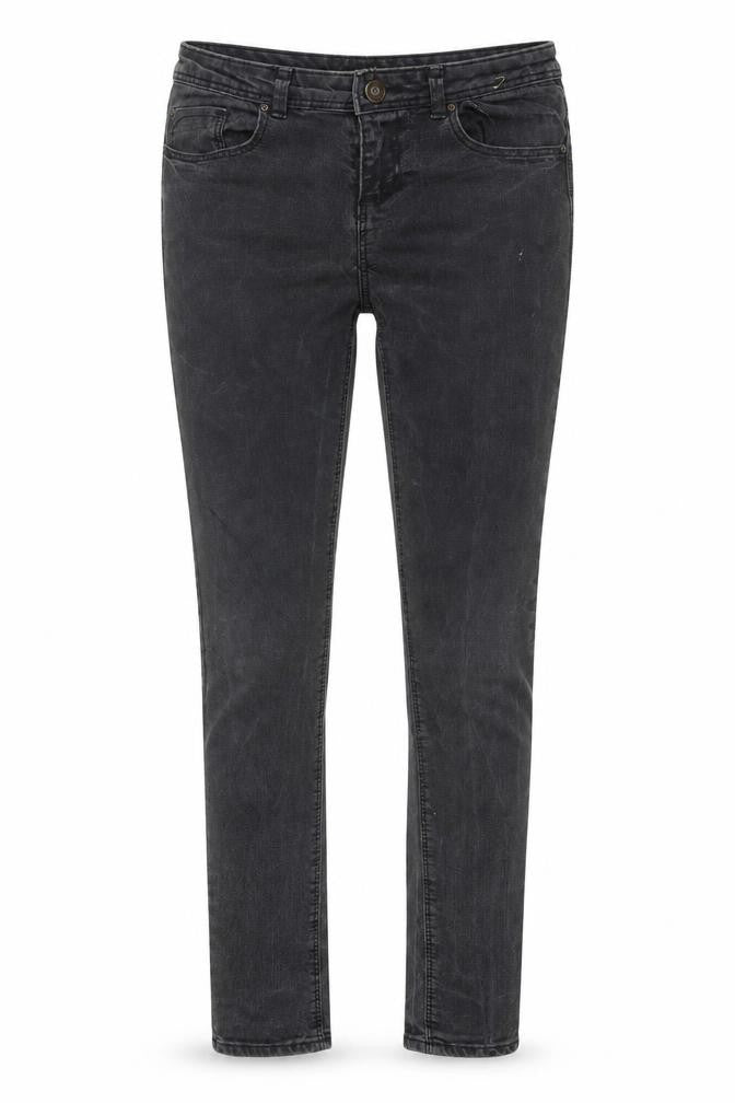 Front view of women’s black cotton skinny jeans, size UK 12, 31-inch leg regular