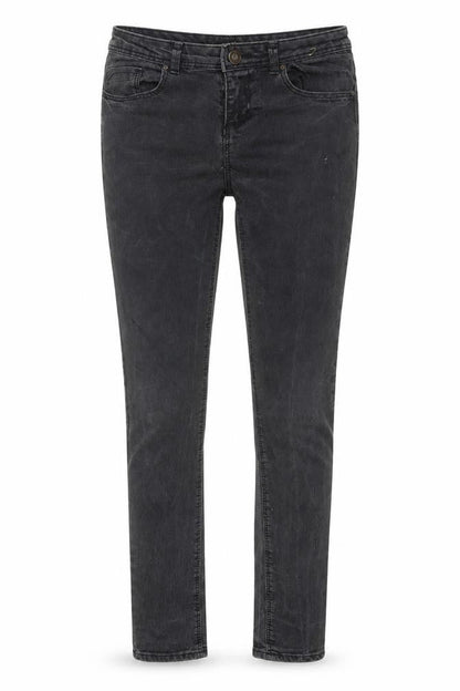 Front view of women’s black cotton skinny jeans, size UK 12, 31-inch leg regular