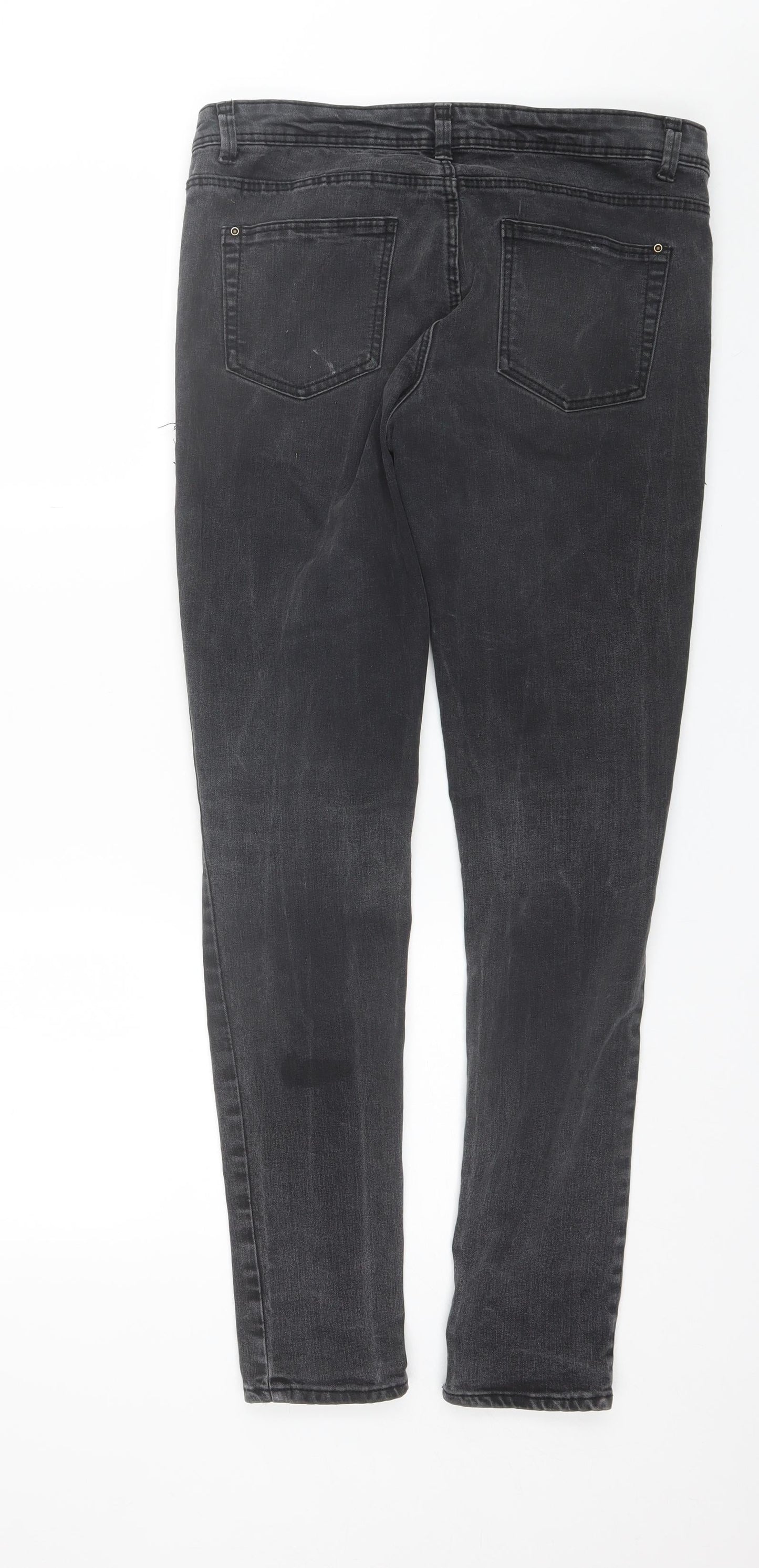 Womens UK Size 12 Preworn Regular Fit Skinny Black Jeans