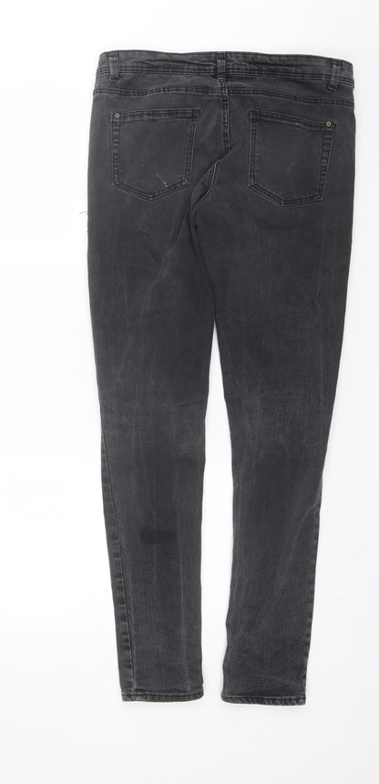 Womens UK Size 12 Preworn Regular Fit Skinny Black Jeans