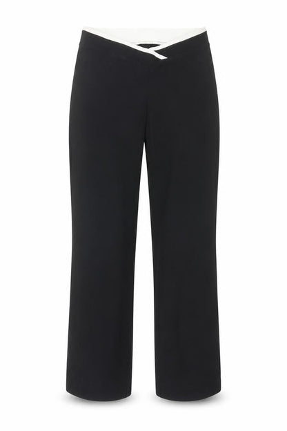 Front view of Marks & Spencer women’s black cotton trousers, size UK 10, 29-inch leg regular