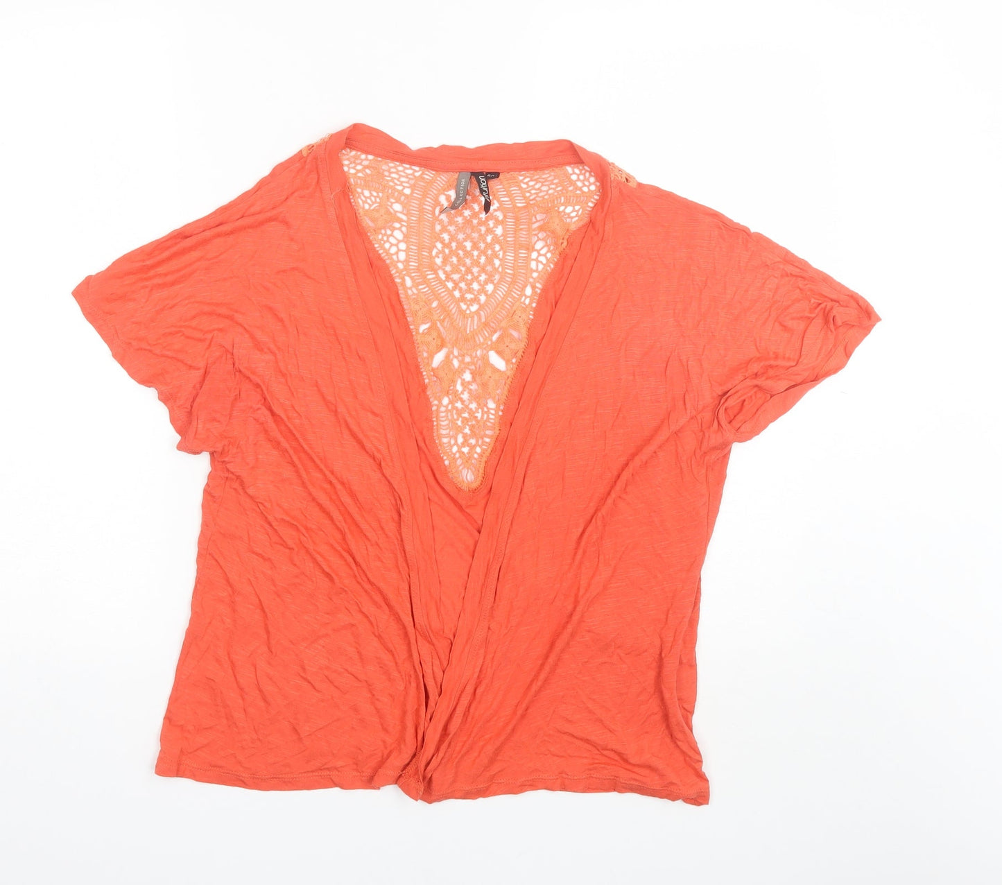 Intuition Womens Orange V-Neck  Viscose Shrug Jumper Size S