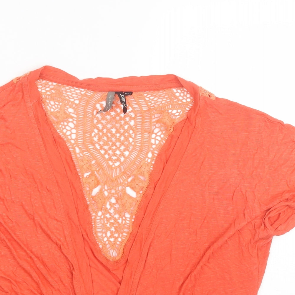 Intuition Womens Orange V-Neck  Viscose Shrug Jumper Size S