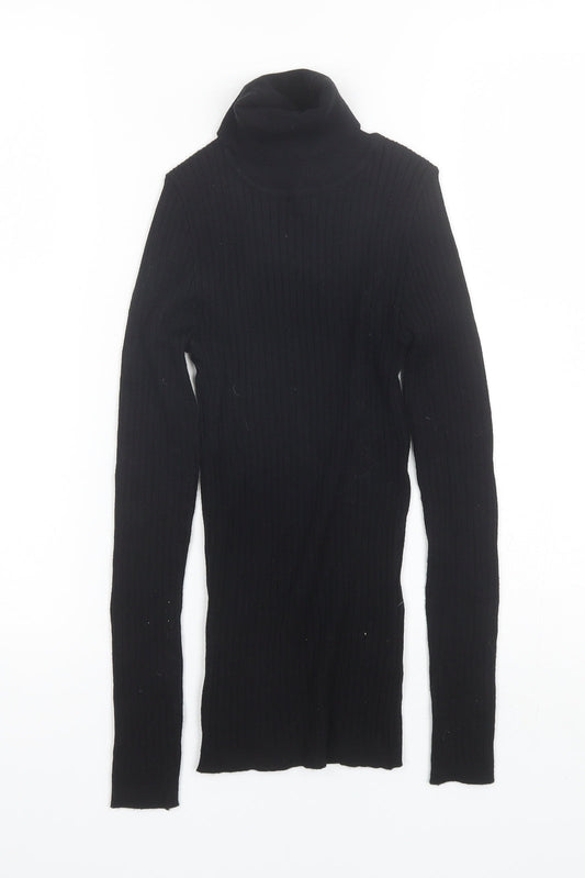 Primark Womens Black Roll Neck  Viscose Pullover Jumper Size 2XS