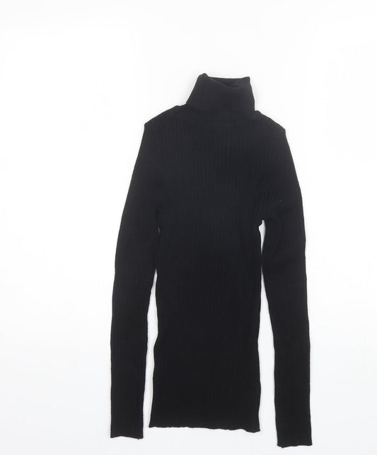 Primark Womens Black Roll Neck  Viscose Pullover Jumper Size 2XS