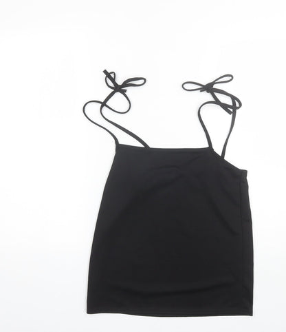 Womens UK Size 10 PRETTYLITTLETHING Black Camisole Blouse