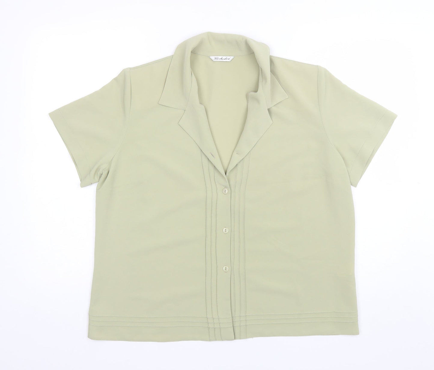 Berkertex Womens Green  Polyester Basic Button-Up Size 16 Collared