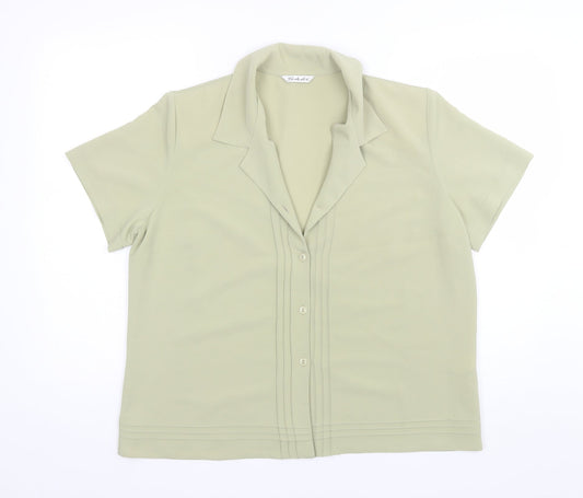 Berkertex Womens Green  Polyester Basic Button-Up Size 16 Collared