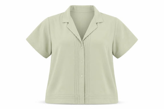 Front view of Berkertex women’s green polyester basic button-up, size UK 16, collared