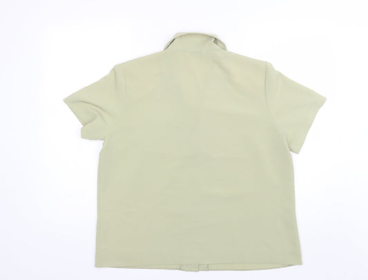 Womens UK Size 16 Berkertex Green Basic Button-Up