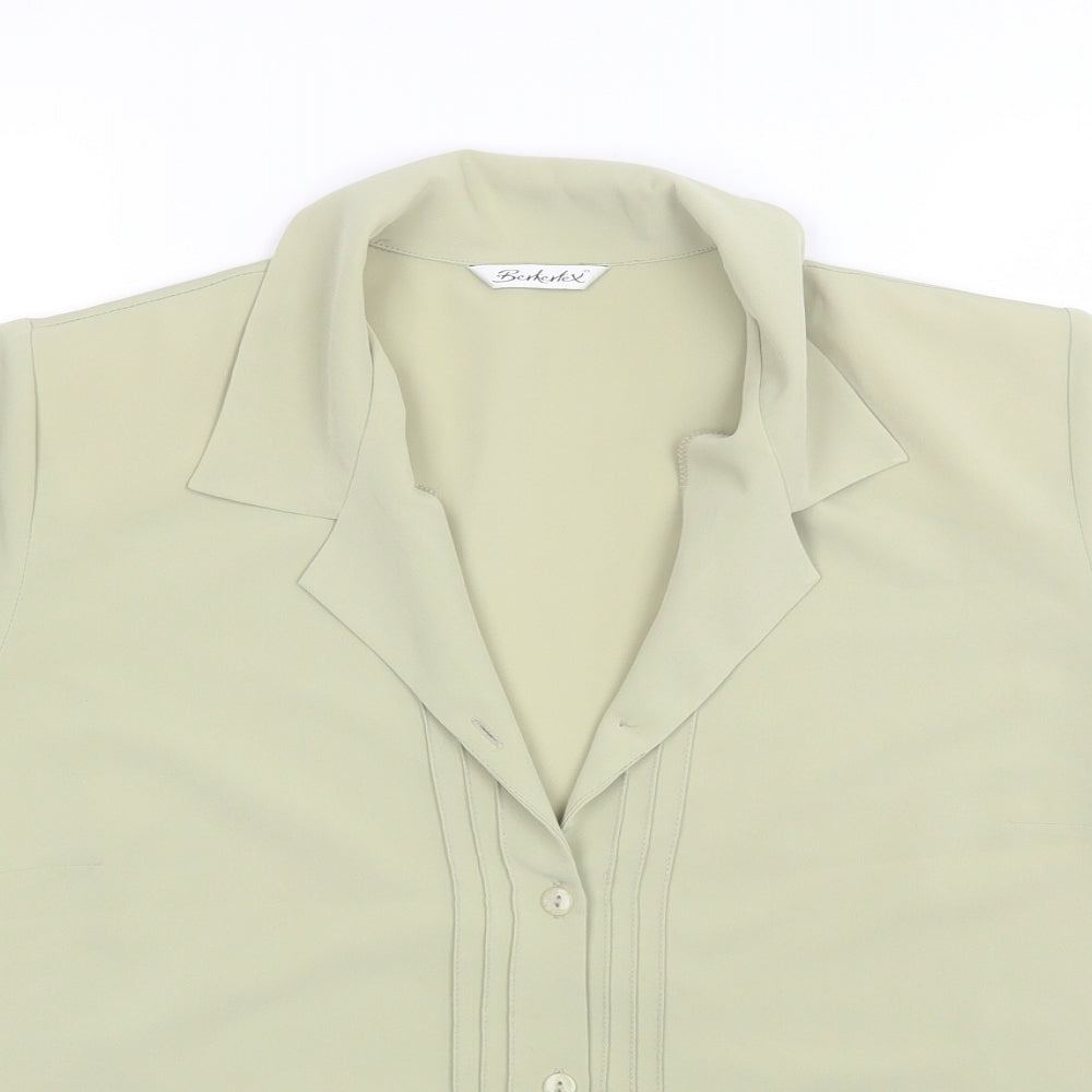 Berkertex Womens Green  Polyester Basic Button-Up Size 16 Collared