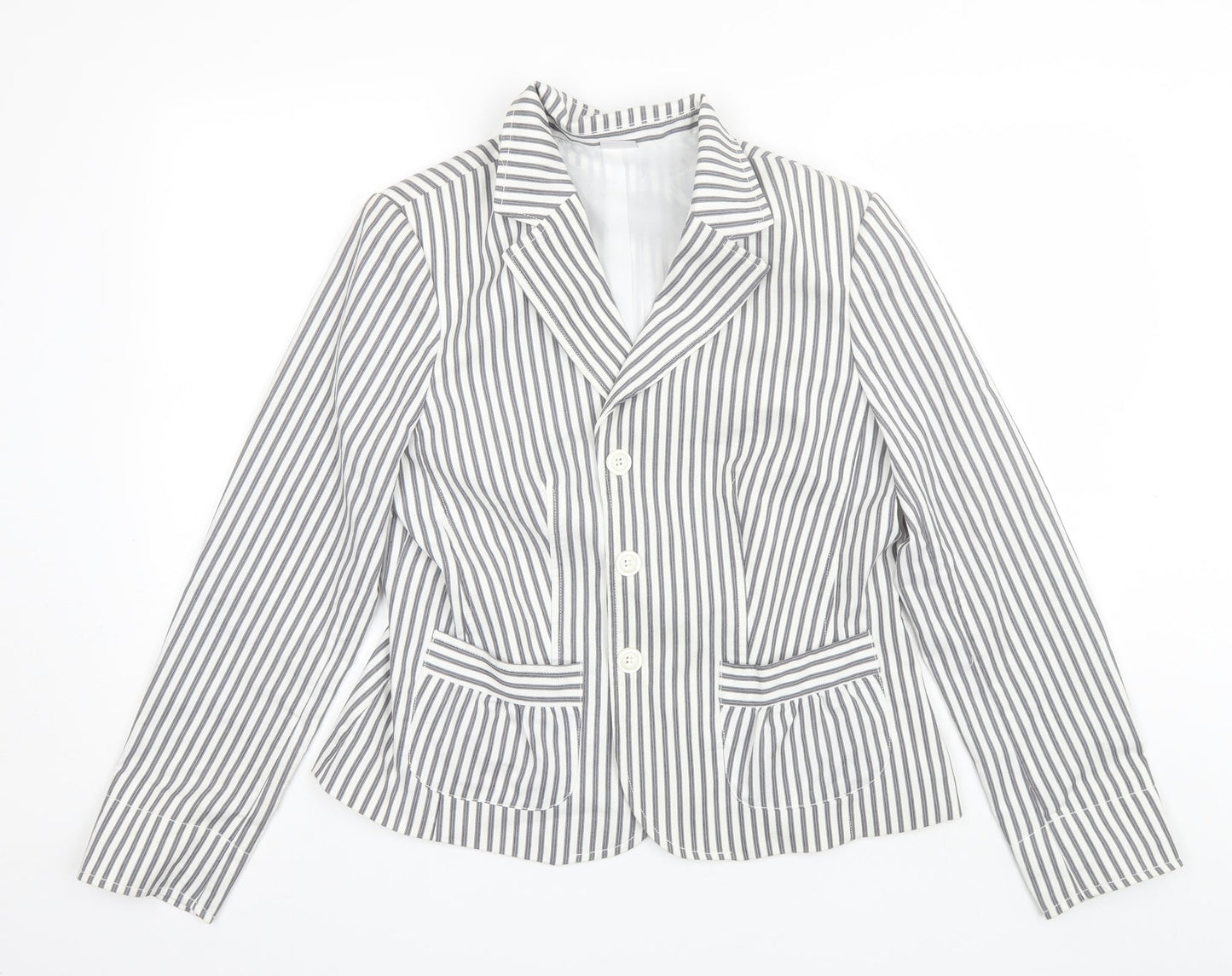 Damart Womens Grey Striped  Jacket Blazer Size 16
