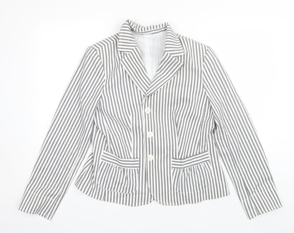 Damart Womens Grey Striped  Jacket Blazer Size 16