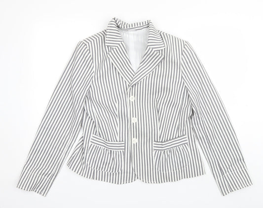 Damart Womens Grey Striped  Jacket Blazer Size 16