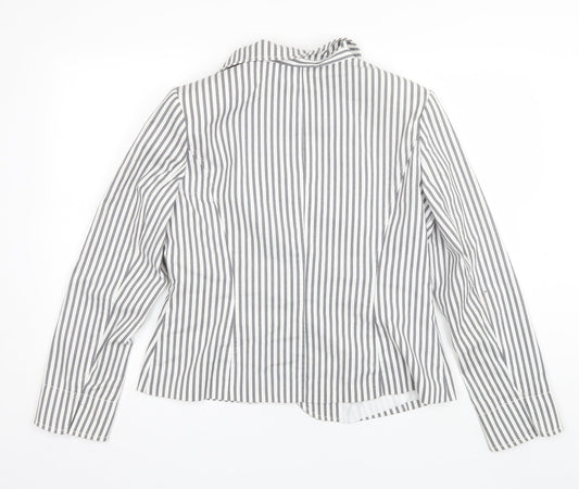 Damart Womens Grey Striped  Jacket Blazer Size 16