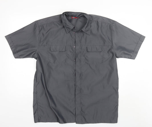 Whispering Smith Mens Grey  Polyester  Button-Up Size XL Collared