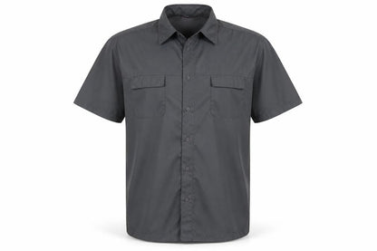 Mens UK Size XL Whispering Smith Grey  Button-Up Short Sleeve Casual Shirt