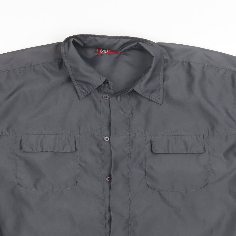 Whispering Smith Mens Grey  Polyester  Button-Up Size XL Collared
