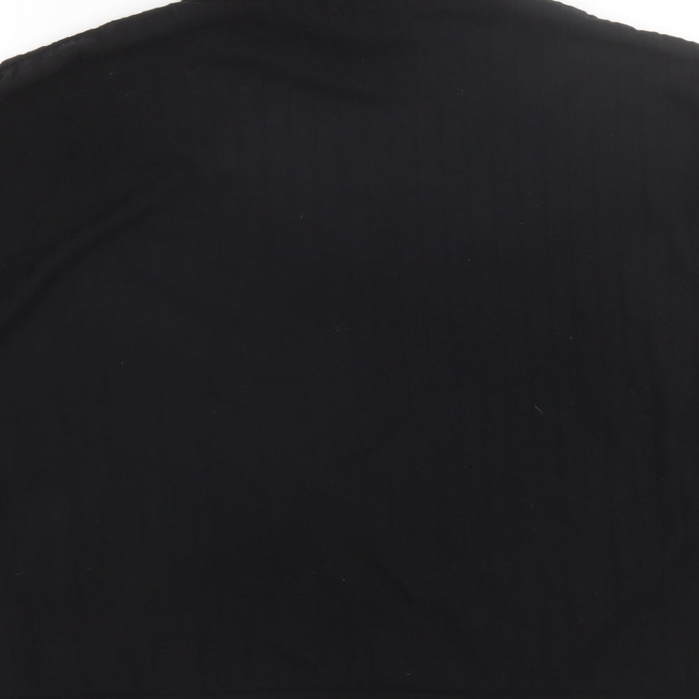 Brand and care label for Loungable women’s black mock neck polyester jumper, size UK 14