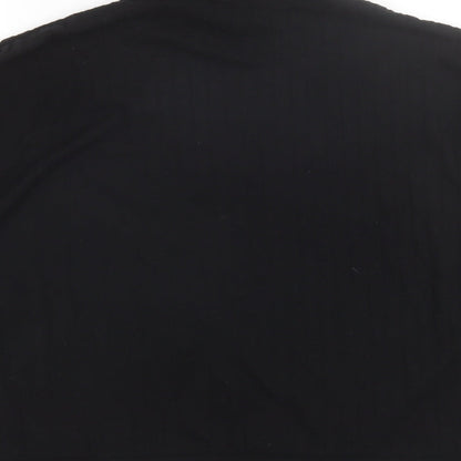 Brand and care label for Loungable women’s black mock neck polyester jumper, size UK 14