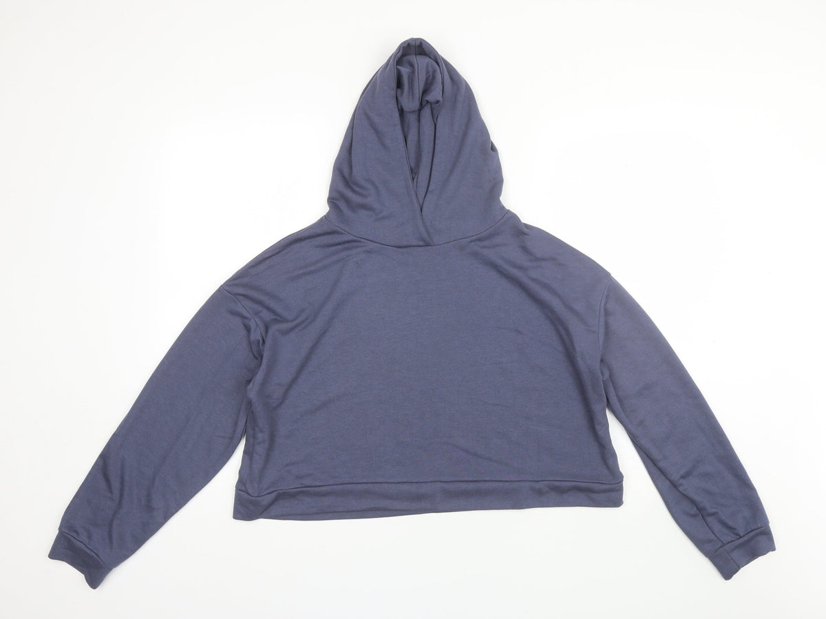 Additional front view of Jeff&CO women’s blue polyester pullover hoodie, size UK 12