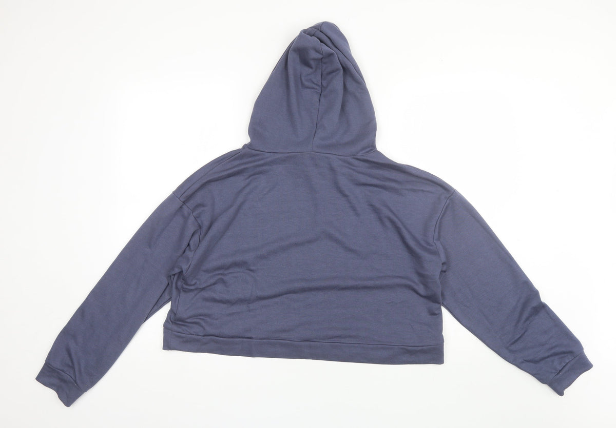 Back view of Jeff&CO women’s blue polyester pullover hoodie, size UK 12