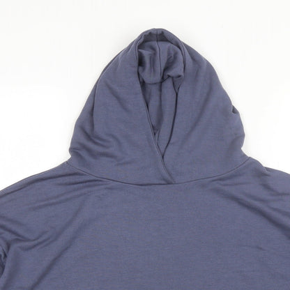 Close-up detail of Jeff&CO women’s blue polyester pullover hoodie, size UK 12