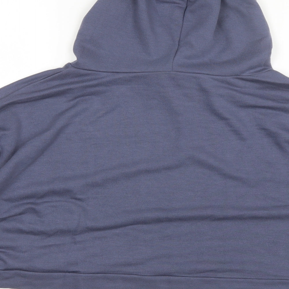 Brand and care label for Jeff&CO women’s blue polyester pullover hoodie, size UK 12