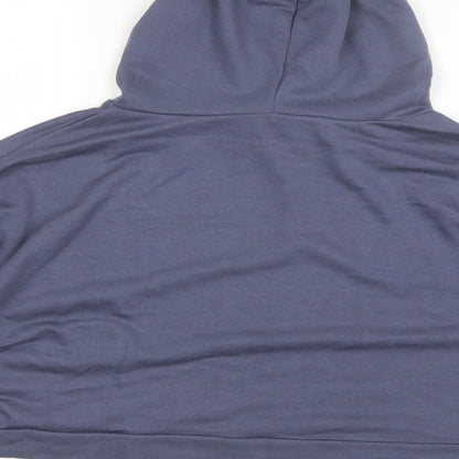 Brand and care label for Jeff&CO women’s blue polyester pullover hoodie, size UK 12