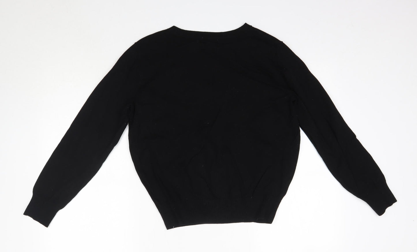 H&M Mens Black V-Neck  Viscose Pullover Jumper Size M