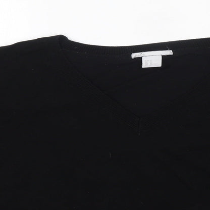 H&M Mens Black V-Neck  Viscose Pullover Jumper Size M