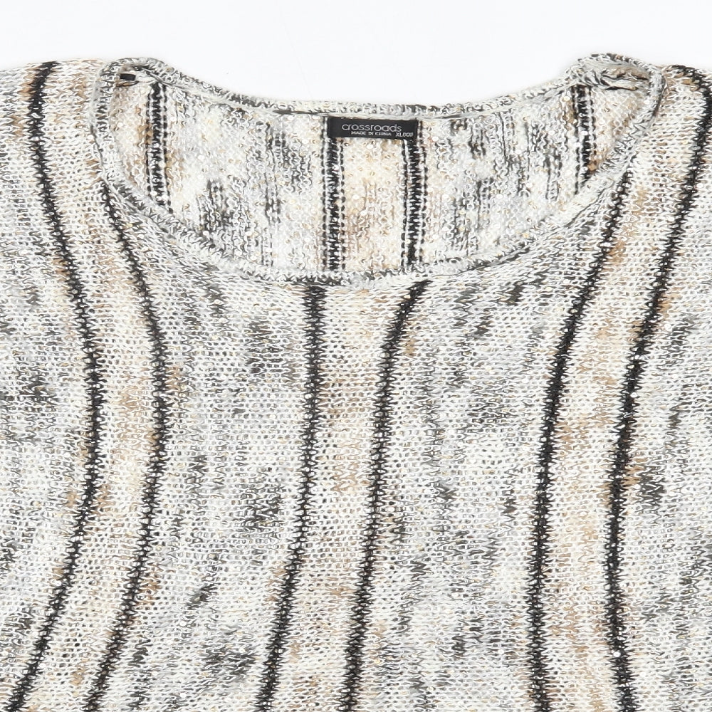 Crossroads Womens Gold Round Neck  Acrylic Pullover Jumper Size XL