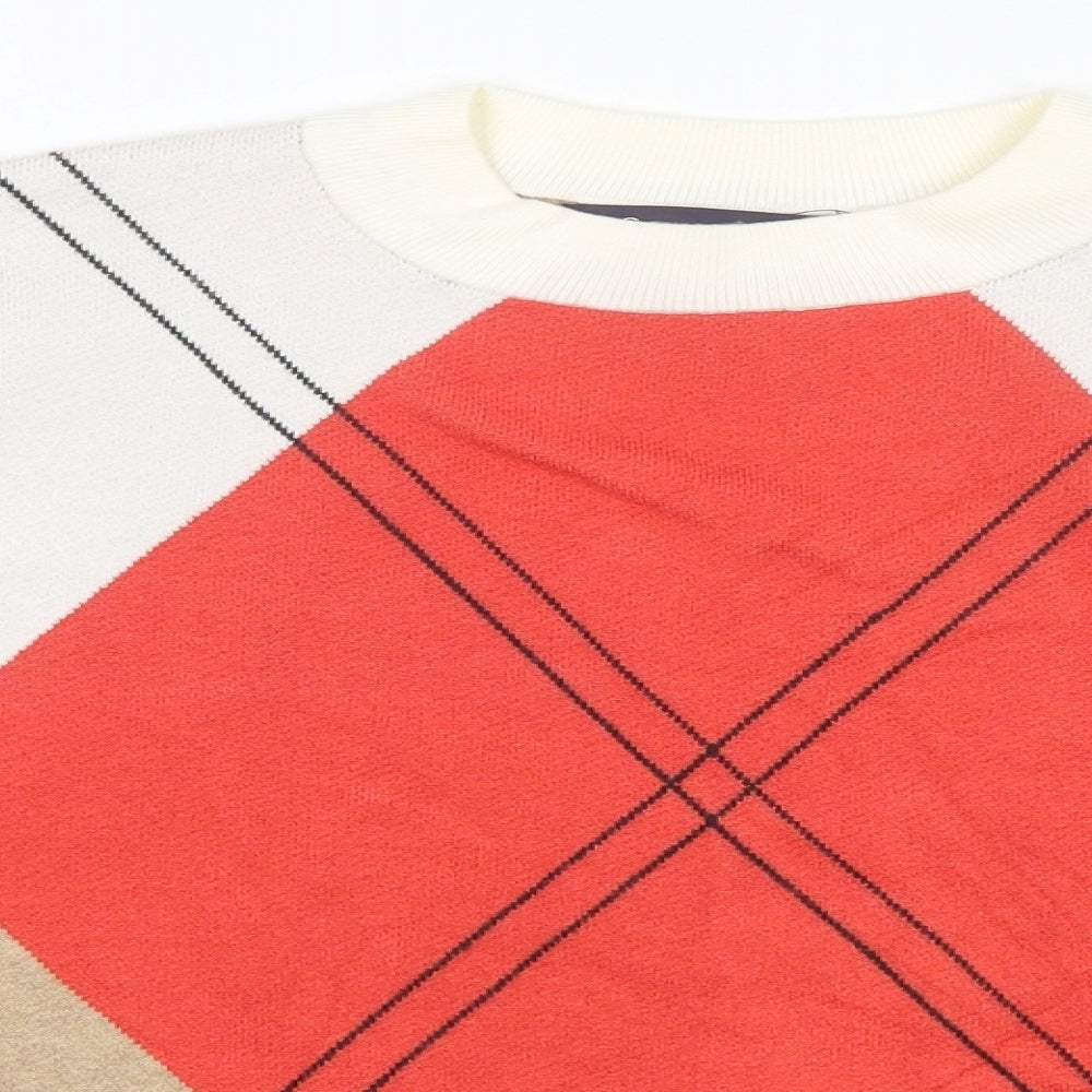 M&S Mens Multicoloured Crew Neck  Viscose Pullover Jumper Size XS