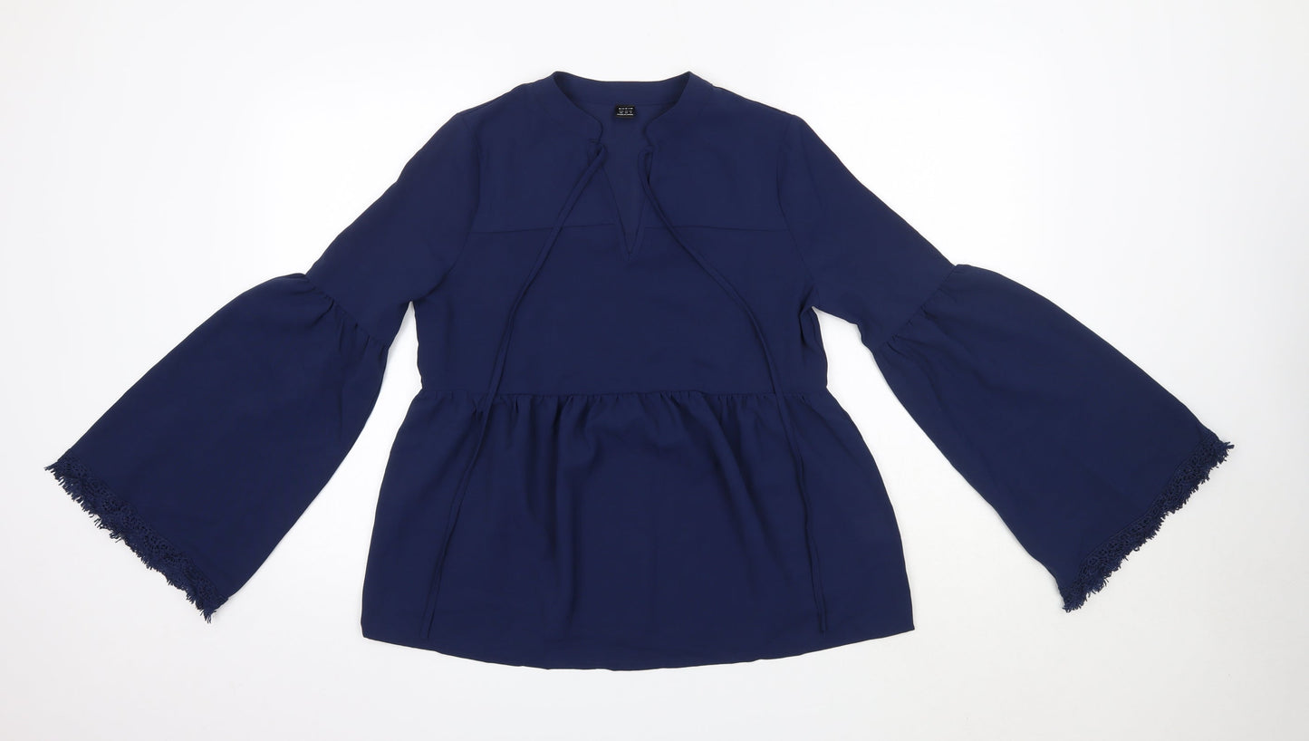 SheIn Womens Blue  Polyester Basic Blouse Size XS Round Neck