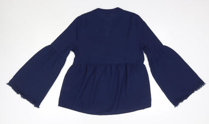 SheIn Womens Blue  Polyester Basic Blouse Size XS Round Neck