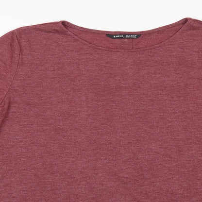 SheIn Womens Pink  Polyester Basic Blouse Size M Round Neck